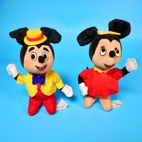 Disney Other - VTG 60s Original Disney Mickey Minnie Mouse Mini Stuffed Toy Disneyland CA MCM